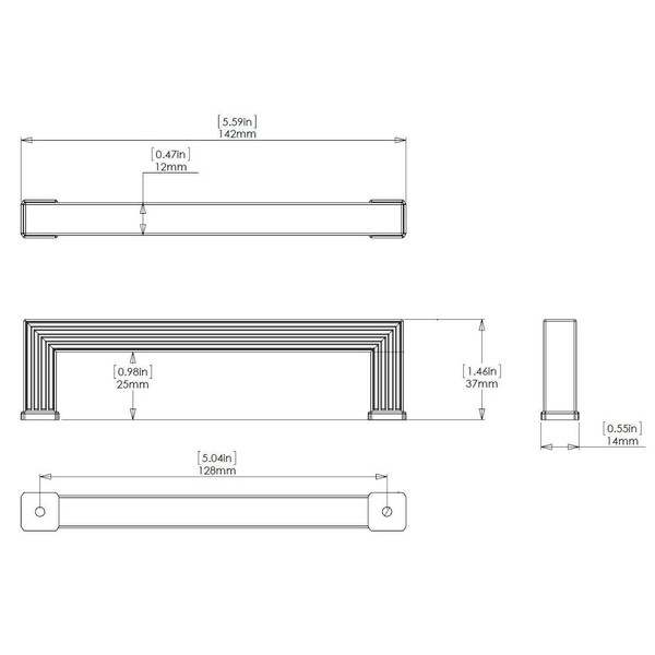 Richelieu 5-1/16 in. (128 mm) Center-to-Center Chrome Transitional Drawer Pull - BP8788128140