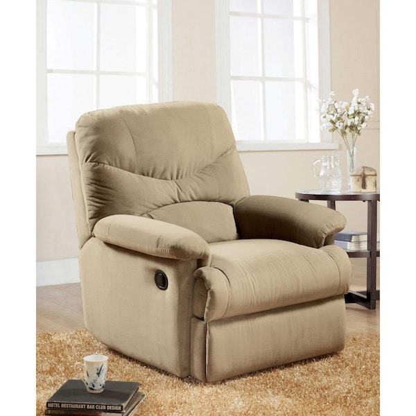 Gfancy Fixtures 35 x 35 x 40 in. Motion Microfiber Recliner, Beige - GF3661191