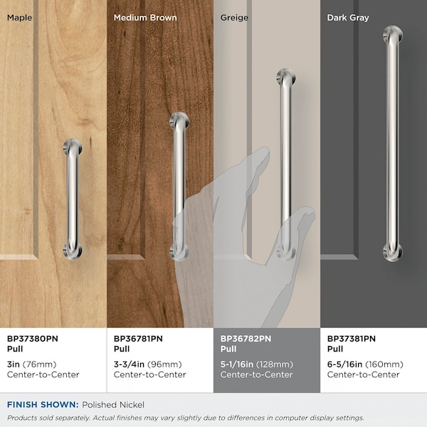Amerock Factor 5-1/16 inch 128mm Center-to-Center Polished Nickel Cabinet Pull - BP36782PN