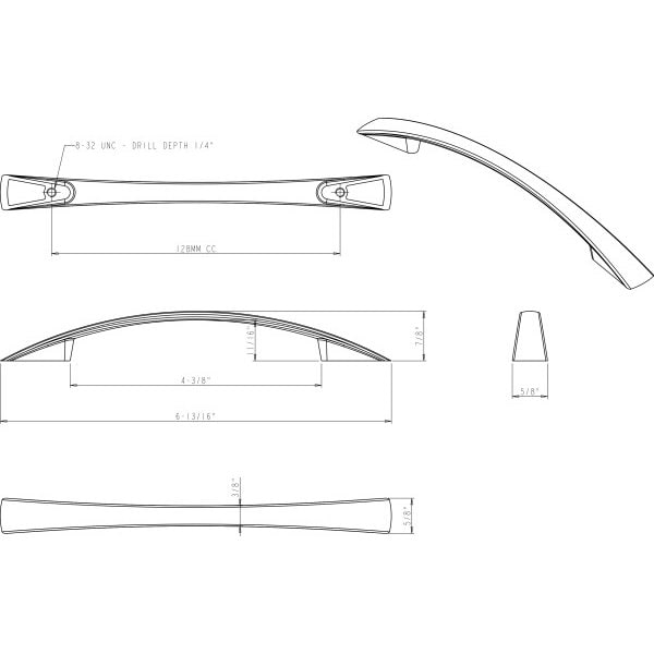 Jeffrey Alexander 128 mm Center-to-Center Matte Black Flared Regan Cabinet Pull - 847-128MB