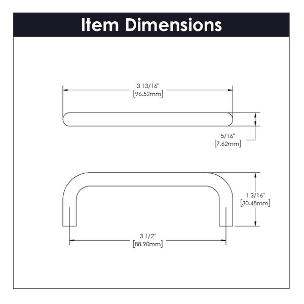 Hickory Hardware Wire Pulls Collection Pull 3-1/2 Inch Center to Center Matte Black Finish - PW554-MB