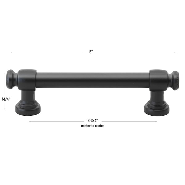 Gliderite Hardware 3-3/4 in. Center to Center Matte Black Classic Euro Bar Pull - 4361-96-MB, 5PK - 4361-96-MB-5