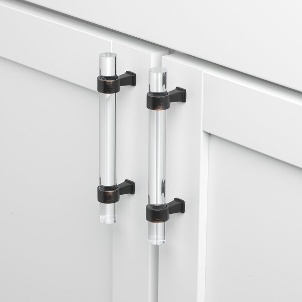 Gliderite Hardware 3-3/4 in. Center to Center Clear Acrylic Cabinet Pull Oil Rubbed Bronze, 10PK - 4718-96-ORB-10