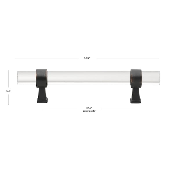 Gliderite Hardware 3-3/4 in. Center to Center Clear Acrylic Cabinet Pull Oil Rubbed Bronze, 10PK - 4718-96-ORB-10