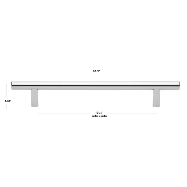 Gliderite Hardware 6-1/4 in. Center to Center Polished Chrome Solid Steel Bar Pull - 5003-160-PC, 25PK - 5003-160-PC-25