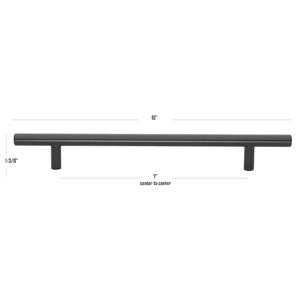 Gliderite Hardware 7 in. Center to Center Matte Black Solid Steel Bar Pull - 5004-178-MB, 10PK - 5004-178-MB-10