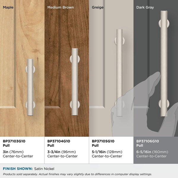 Amerock Everett 6-5/16 inch 160mm Center-to-Center Satin Nickel Cabinet Pull - BP37106G10