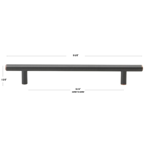 Gliderite Hardware 6-1/4 in. Center to Center Oil Rubbed Bronze Solid Steel Bar Pull - 5003-160-ORB, 10PK - 5003-160-ORB-10