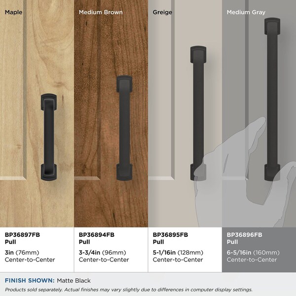 Amerock Surpass 6-5/16 in 160 mm Center-to-Center Matte Black Cabinet Pull - BP36896FB