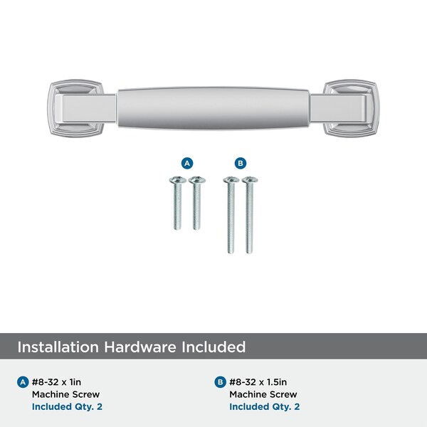 Amerock Stature 3-3/4 in 96 mm Center-to-Center Polished Chrome Cabinet Pull - BP3688726