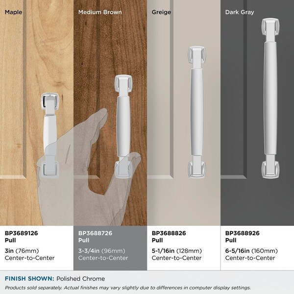 Amerock Stature 3-3/4 in 96 mm Center-to-Center Polished Chrome Cabinet Pull - BP3688726