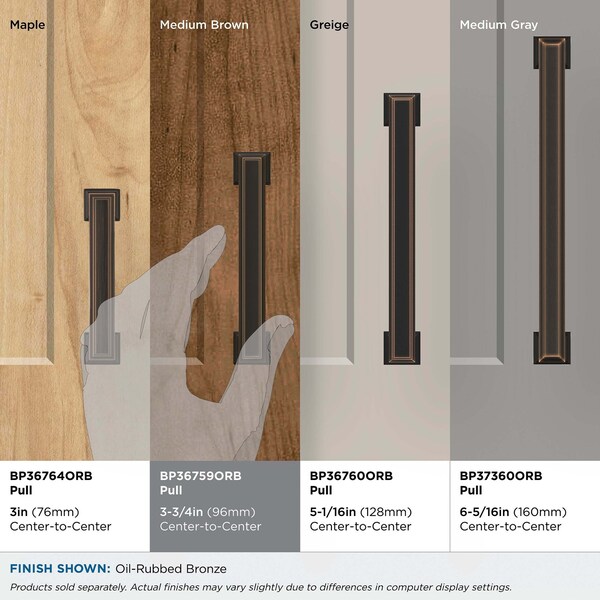 Amerock Appoint 3-3/4 in 96 mm Center-to-Center Oil Rubbed Bronze Cabinet Pull - BP36759ORB
