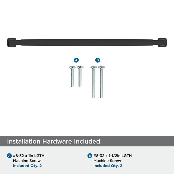 Amerock Stature 12-5/8 inch 320mm Center-to-Center Matte Black Cabinet Pull - BP37401FB