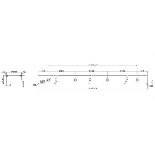 Richelieu 32 in (813 mm) Center-to-Center Stainless Steel Contemporary Edge Cabinet Pull - BP57634170A