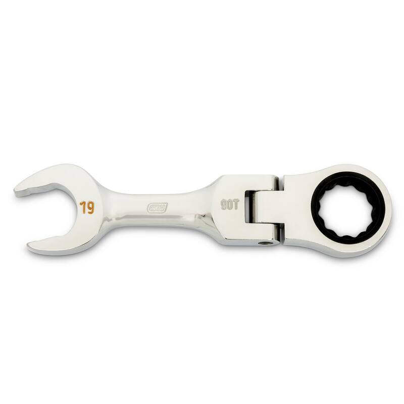 GEARWRENCH 19 mm 90-Tooth 12 Point Stubby Flex Ratcheting Combination Wrench - 86869