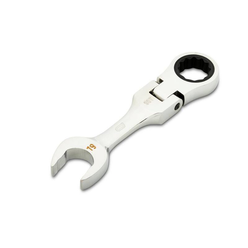 GEARWRENCH 19 mm 90-Tooth 12 Point Stubby Flex Ratcheting Combination Wrench - 86869