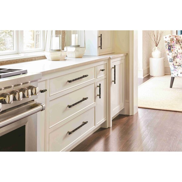 Amerock London 5-1/16 in 128 mm Center-to-Center Black Bronze/Golden Champagne Cabinet Pull - BP36649BBRBBZ