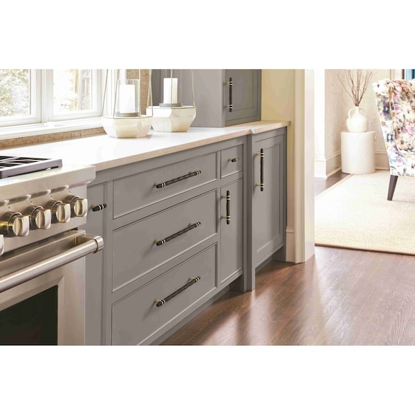 Amerock London 5-1/16 in 128 mm Center-to-Center Black Bronze/Golden Champagne Cabinet Pull - BP36649BBRBBZ