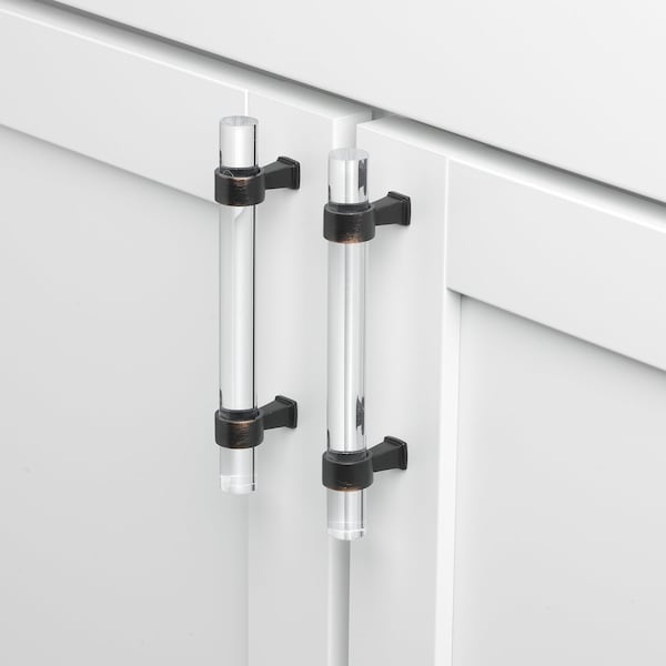 Gliderite Hardware 3-3/4 in. Center to Center Clear Acrylic Cabinet Pull Oil Rubbed Bronze, 5PK - 4718-96-ORB-5