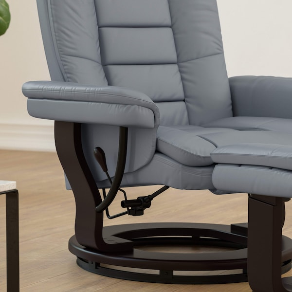 Flash Furniture Bali Contemporary Multi-Position Recliner with Horizontal Stitching and Ottoman - BT-7818-GY-GG