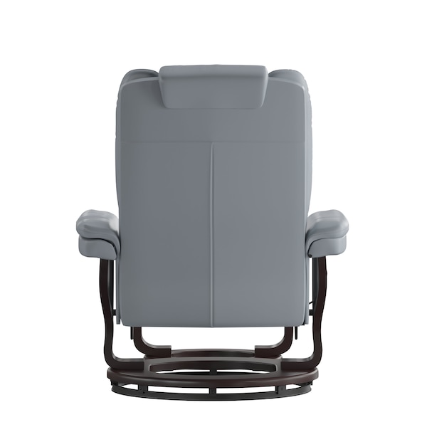 Flash Furniture Bali Contemporary Multi-Position Recliner with Horizontal Stitching and Ottoman - BT-7818-GY-GG