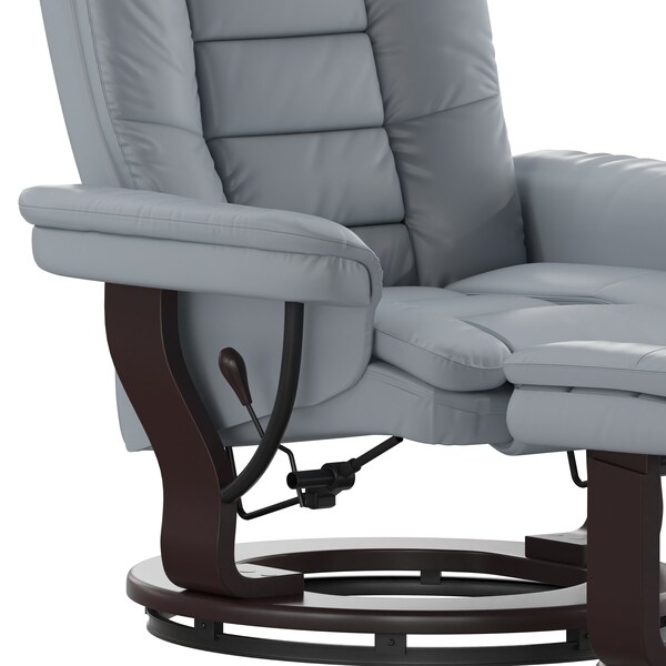 Flash Furniture Bali Contemporary Multi-Position Recliner with Horizontal Stitching and Ottoman - BT-7818-GY-GG
