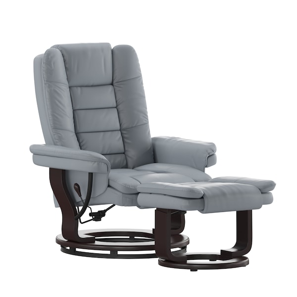 Flash Furniture Bali Contemporary Multi-Position Recliner with Horizontal Stitching and Ottoman - BT-7818-GY-GG