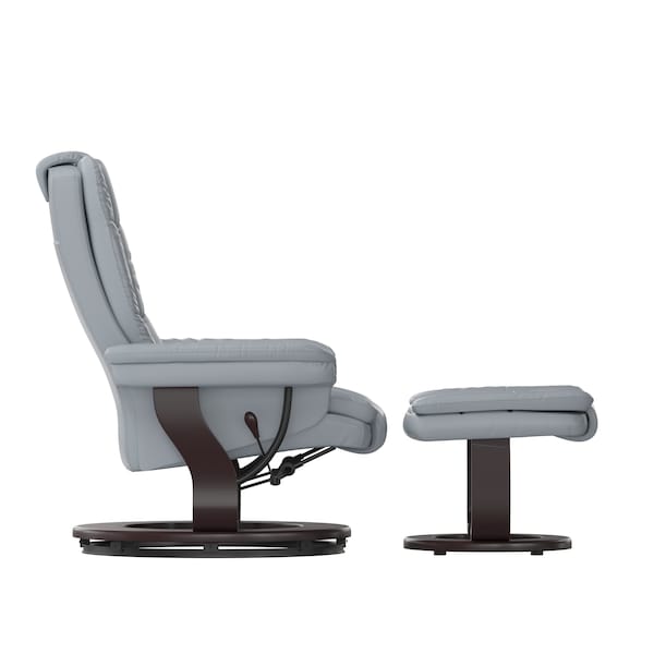 Flash Furniture Bali Contemporary Multi-Position Recliner with Horizontal Stitching and Ottoman - BT-7818-GY-GG