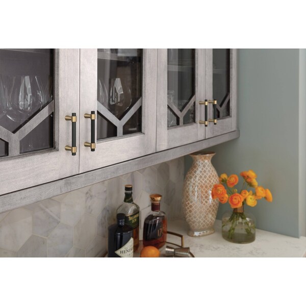 Amerock Mergence 3 inch 76mm Center-to-Center Matte Black/Champagne Bronze Cabinet Pull - BP37385FBCZ
