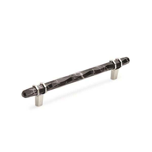 Amerock Carrione 6-5/16 in 160 mm Center-to-Center Marble Black/Polished Nickel Cabinet Pull - BP36650MBKPN