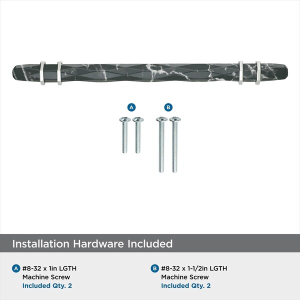 Amerock Carrione 6-5/16 in 160 mm Center-to-Center Marble Black/Polished Nickel Cabinet Pull - BP36650MBKPN
