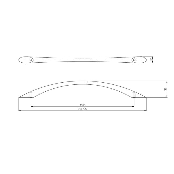 Richelieu 7 9/16 in (192 mm) Center-to-Center Matte Black Contemporary Drawer Pull - BP85820192900