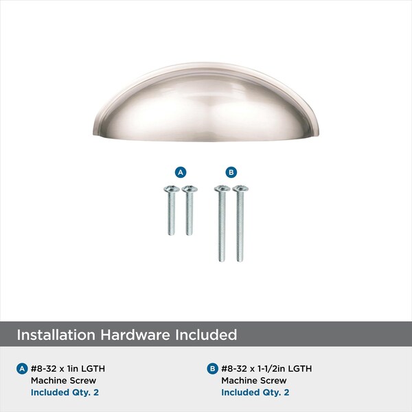 Amerock Ravino 3 in 76 mm Center-to-Center Satin Nickel Cabinet Cup Pull - BP22094G10
