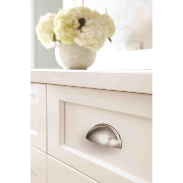 Amerock Ravino 3 in 76 mm Center-to-Center Satin Nickel Cabinet Cup Pull - BP22094G10