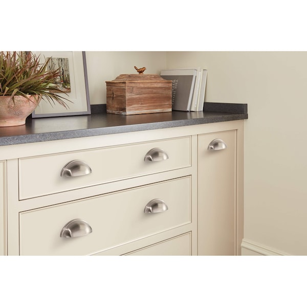 Amerock Ravino 3 in 76 mm Center-to-Center Satin Nickel Cabinet Cup Pull - BP22094G10