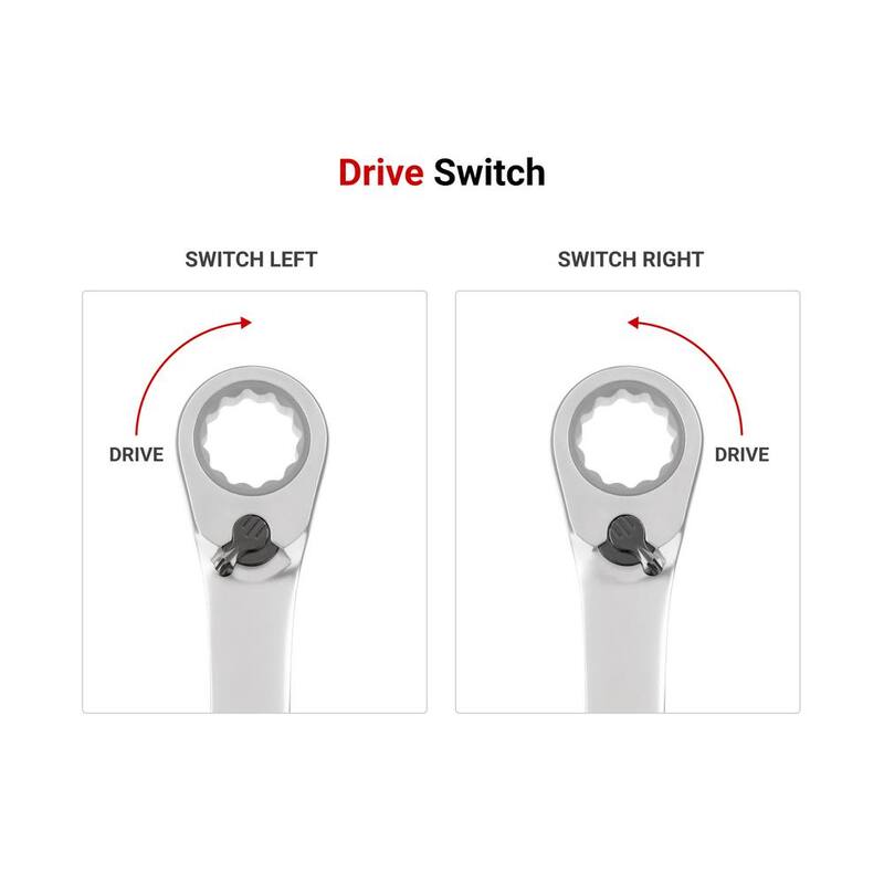 TEKTON 8 mm Reversible 12-Point Ratcheting Combination Wrench - WRC23408