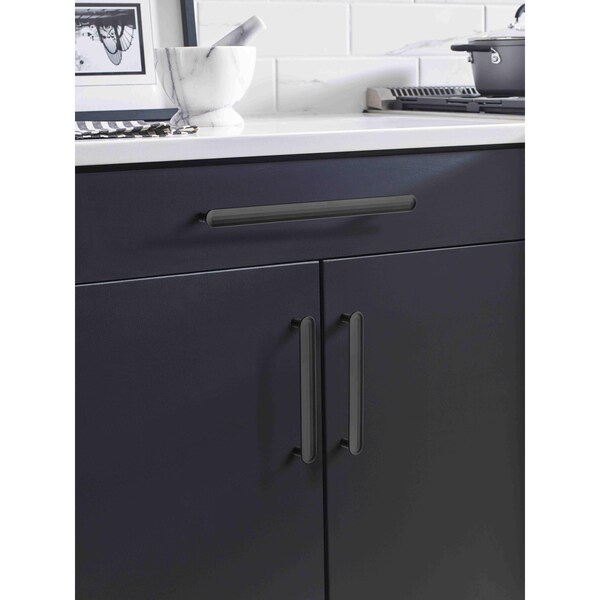 Amerock Concentric 10-1/16 in 256 mm Center-to-Center Matte Black Cabinet Pull - BP36834MB