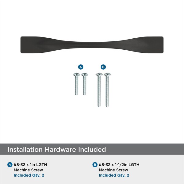 Amerock Uprise 3-3/4 in 96 mm Center-to-Center Matte Black Cabinet Pull - BP36917FB
