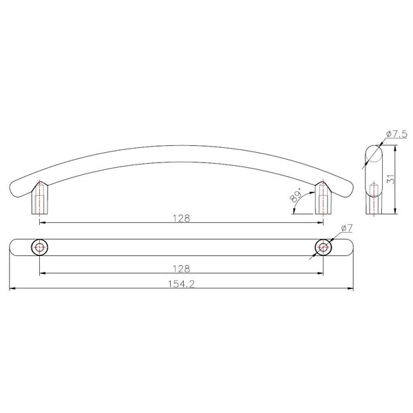 Richelieu 5-1/16 in. (128 mm) Center-to-Center Chrome Contemporary Drawer Pull - BP26202128140