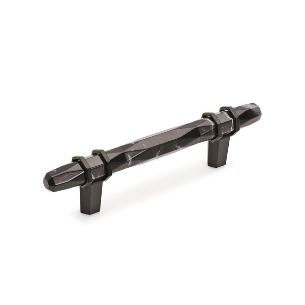 Amerock Carrione 3-3/4 in 96 mm Center-to-Center Marble Black/Black Bronze Cabinet Pull - BP36648MBKBBR