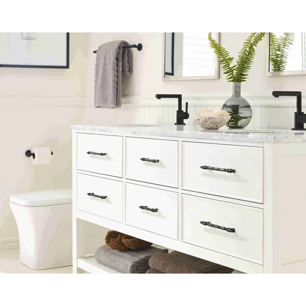 Amerock Carrione 3-3/4 in 96 mm Center-to-Center Marble Black/Black Bronze Cabinet Pull - BP36648MBKBBR