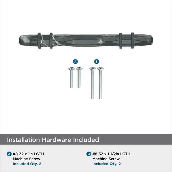Amerock Carrione 3-3/4 in 96 mm Center-to-Center Marble Black/Black Bronze Cabinet Pull - BP36648MBKBBR