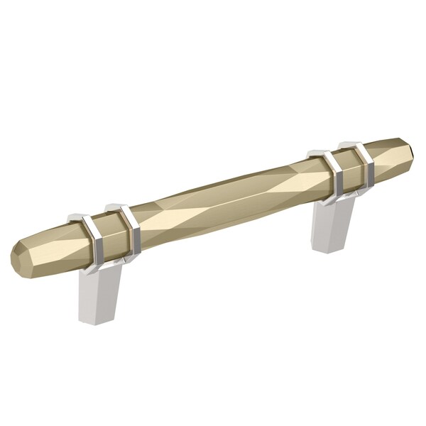 Amerock London 3-3/4 in 96 mm Center-to-Center Golden Champagne/Polished Chrome Cabinet Pull - BP36648BBZ26