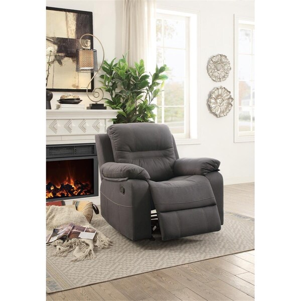 Benzara 39 x 39 x 39 in. Leatherette Rocker Recliner - Gray - BM166726
