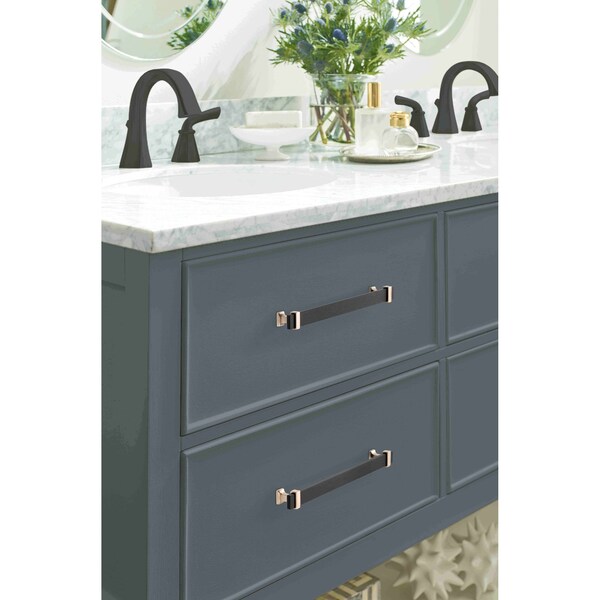 Amerock Overton 8-13/16 in 224 mm Center-to-Center Brushed Matte Black/Satin Nickel Cabinet Pull - BP36684BMBG10