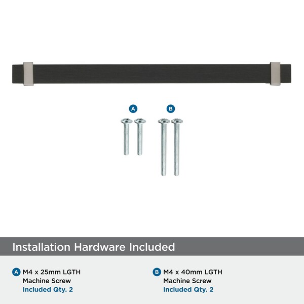 Amerock Overton 8-13/16 in 224 mm Center-to-Center Brushed Matte Black/Satin Nickel Cabinet Pull - BP36684BMBG10