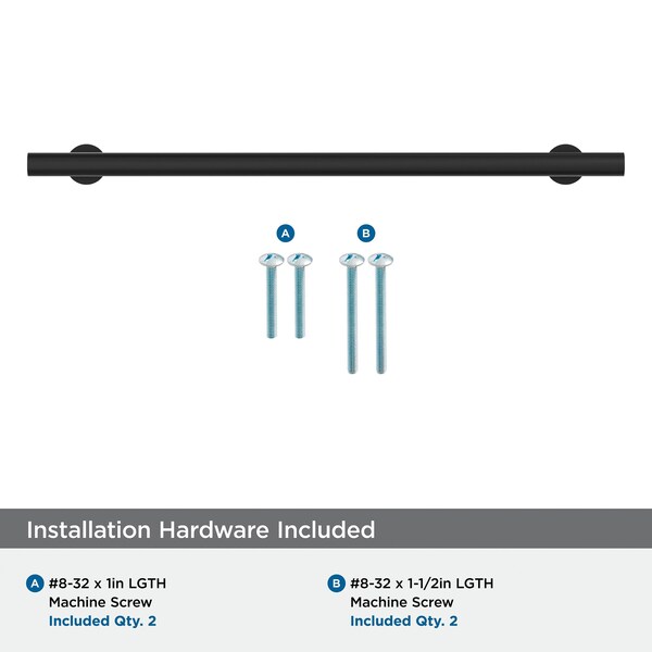 Amerock Radius 8-13/16 inch 224mm Center-to-Center Matte Black Cabinet Pull - BP36870FB