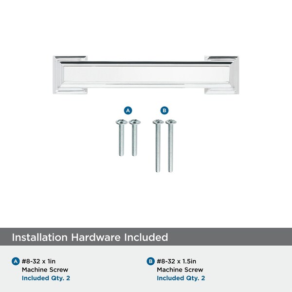 Amerock Appoint 3 in 76 mm Center-to-Center Polished Chrome Cabinet Pull - BP3676426