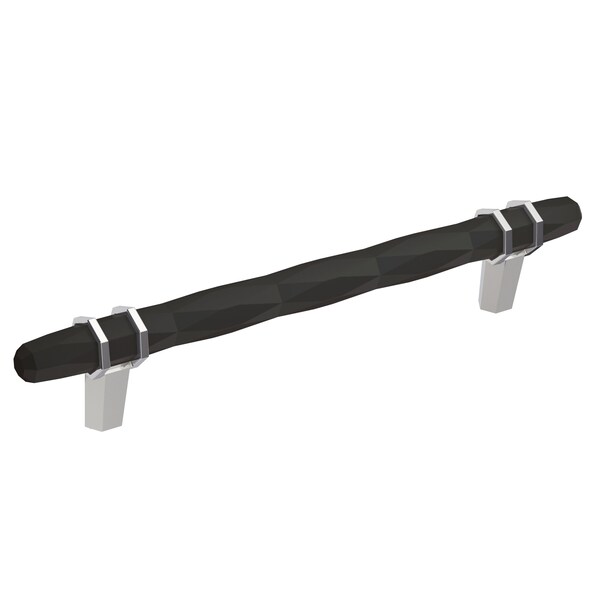 Amerock London 6-5/16 in 160 mm Center-to-Center Black Bronze/Polished Chrome Cabinet Pull - BP36650BBR26
