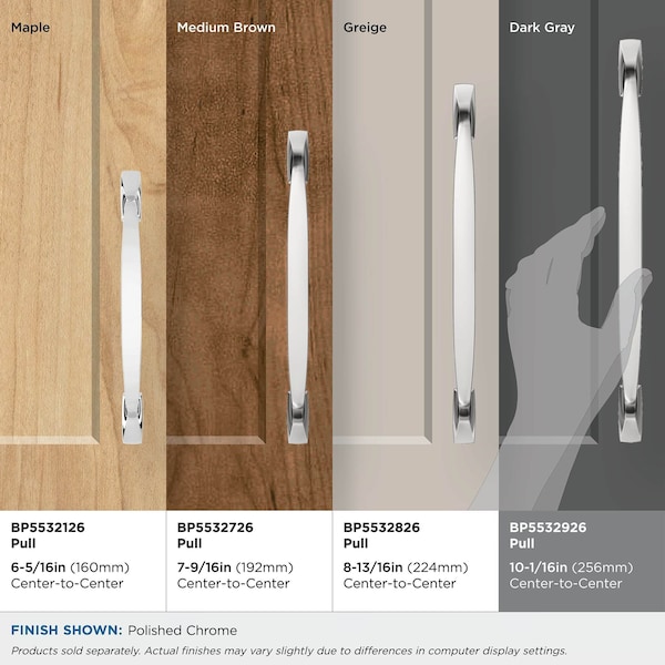 Amerock Highland Ridge 10-1/16 inch 256mm Center-to-Center Polished Chrome Cabinet Pull - BP5532926